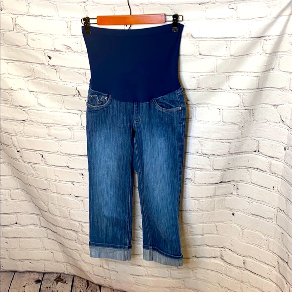 Oh Baby by Motherhood Capri Cuffed Blue Jeans Size Small